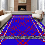Bold Red Plaid Bordered Azure Rug