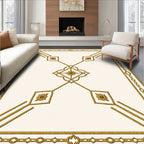 Golden Floral Quadrant Geometric Rug
