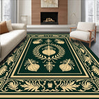 Vintage Emerald Onion Laurel Border Rug