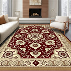 Crimson Cream Floral Border Rug