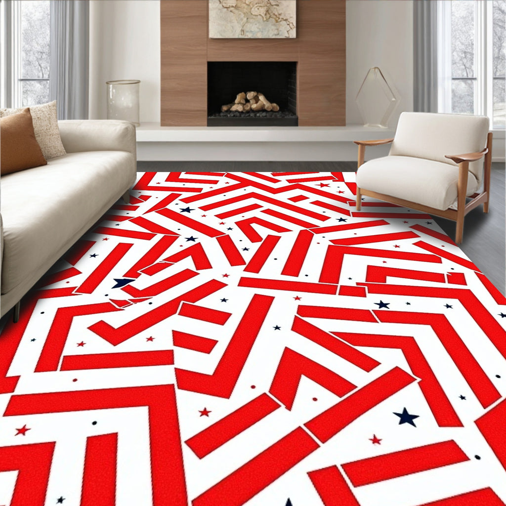 Red White Blue Scattered Stars Rug