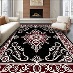 Crimson Ivory Ornate Medallion Border Rug