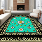 Teal Daisy Garden Arch Rug