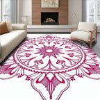 Crimson Mandala Floral Star Rug