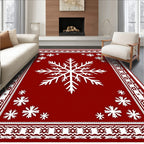 Crimson Snowflake Winter Wonderland Rug