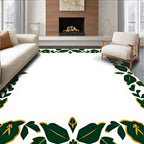 Emerald Green Floral Leaf Border Rug
