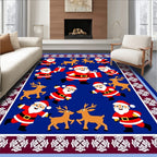 Cheerful Santa Claus Reindeer Christmas Rug