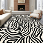 Abstract Black Swirl Maze Rug