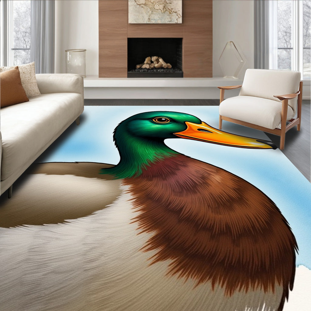 Vibrant Green Mallard Duck Portrait Rug