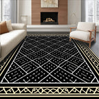 Black White Diamond Lattice Border Rug