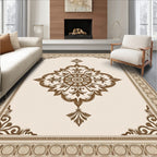Elegant Brown Medallion Border Area Rug