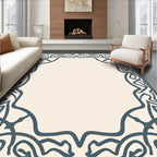 Deep Blue Swirling Border Frame Rug