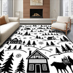 Winter Village Snowfall Silhouette Rug