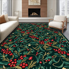 Vintage Red Berry Botanical Vines Rug