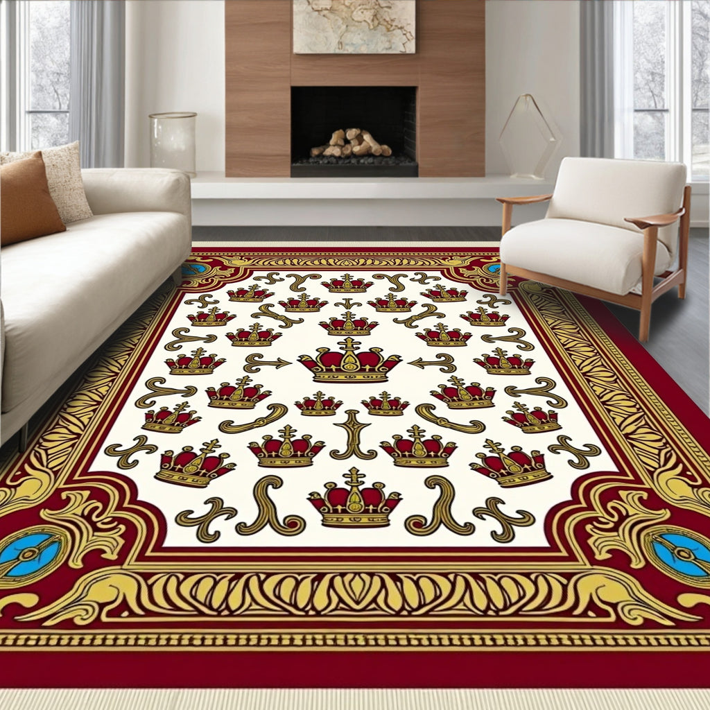 Regal Crown Embellished Golden Border Rug