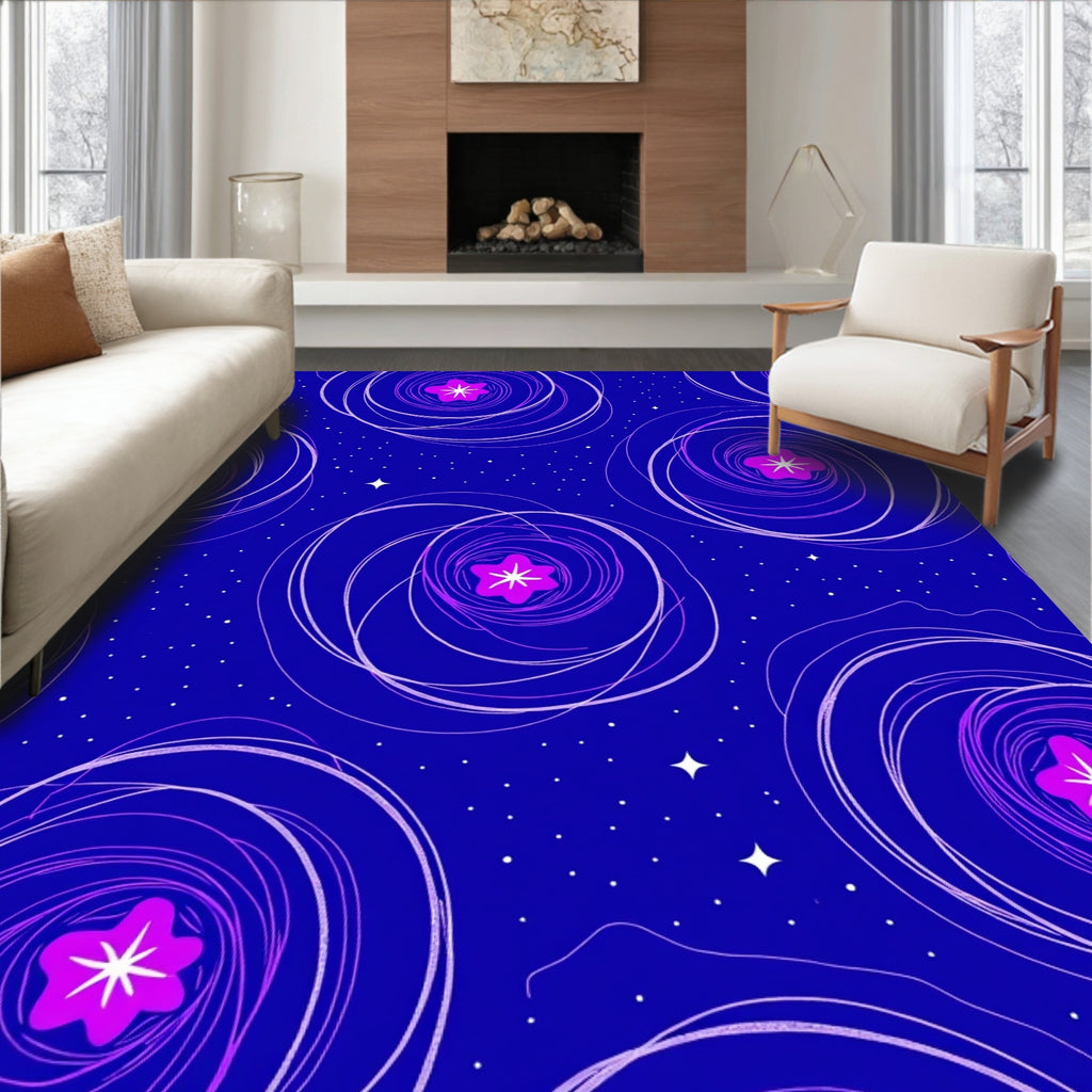 Vibrant Magenta Starry Swirl Rug