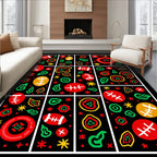 Bold Red Football Abstract Shapes Rug