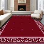Deep Red Heart Border Rug