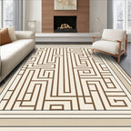 Geometric Brown Maze Linear Rug