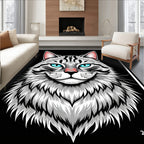 Grinning Gray Cat Face Rug