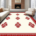 Scarlet Damask Border Cream Field Rug