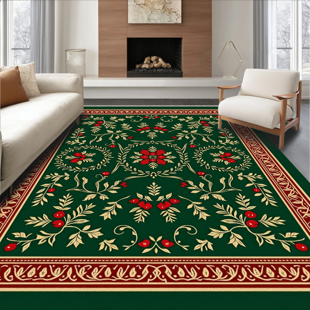 Rich Crimson Berry Vine Garland Rug