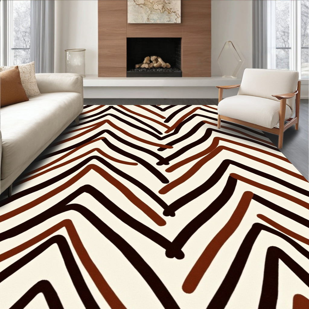 Earth Tones Abstract Chevron Lines Rug