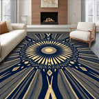 Navy Gold Sunburst Radial Rug
