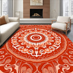 Vibrant Orange Mandala Art Rug