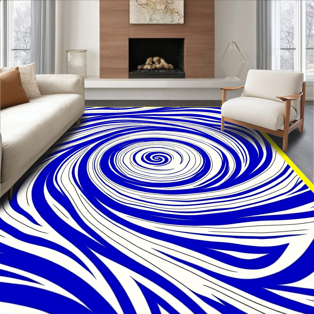 Whirlpool Blue Swirl Abstract Rug