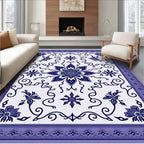 Violet Floral Swirls Medallion Rug