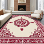 Crimson Floral Medallion Bordered Rug