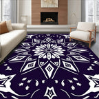 Deep Indigo White Geometric Starburst Rug