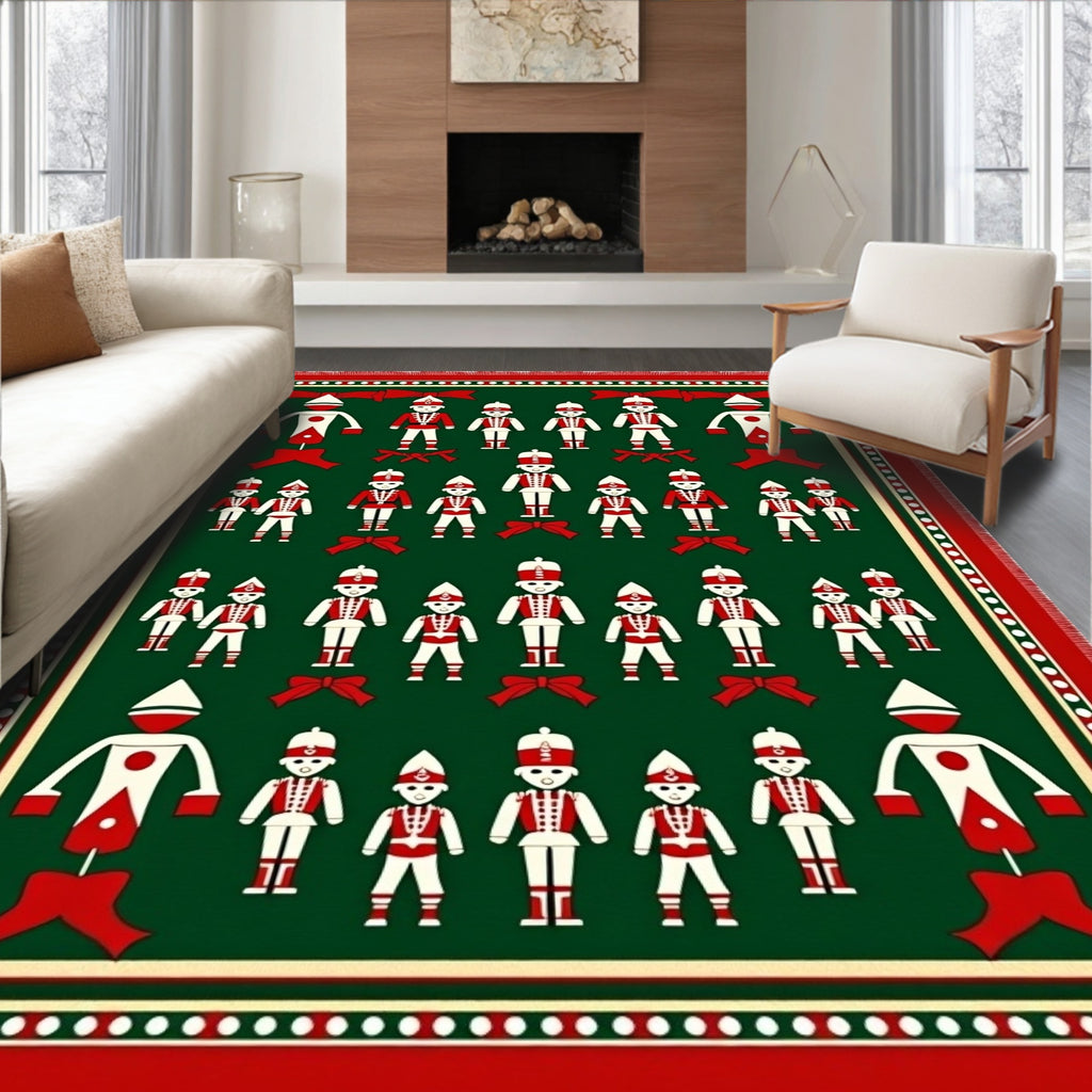 Red White Green Soldier Garland Rug