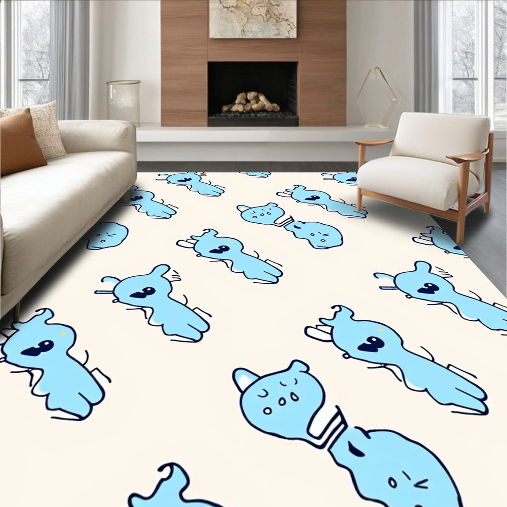Wavy Blue Creature All Over Rug