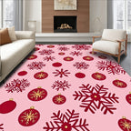 Festive Red Snowflake Ornament Repeat Rug