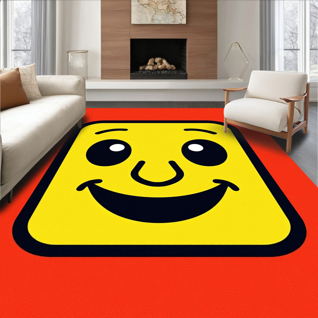 Happy Yellow Face Smiley Face Rug