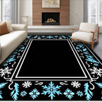 Winter Sky Floral Border Rug