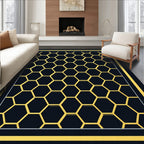 Gilded Honeycomb Geometric Frame Rug