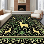 Golden Deer And Snowflake Forest Rug