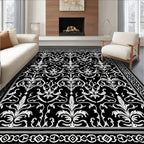 Monochromatic Ivory Floral Vine Tapestry Rug