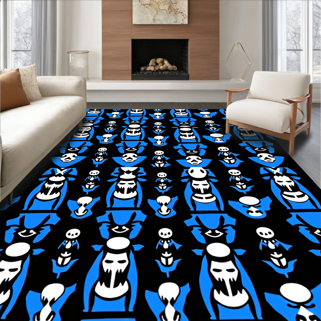 Bold Blue Skeleton Totem Rug