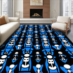 Bold Blue Skeleton Totem Rug