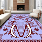 Ornate Elephant Lilac Floral Border Rug