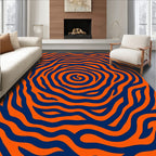 Orange Blue Swirling Lines Rug