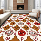 Cute Gingerbread Smiley Face Stars Rug