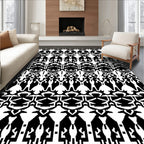Black White Geometric Tribal Weave Rug