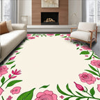 Pink Rose Blossom Border Rug