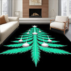 Teal Pine Star Ornaments Rug