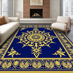 Royal Blue Gold Medallion Floral Rug